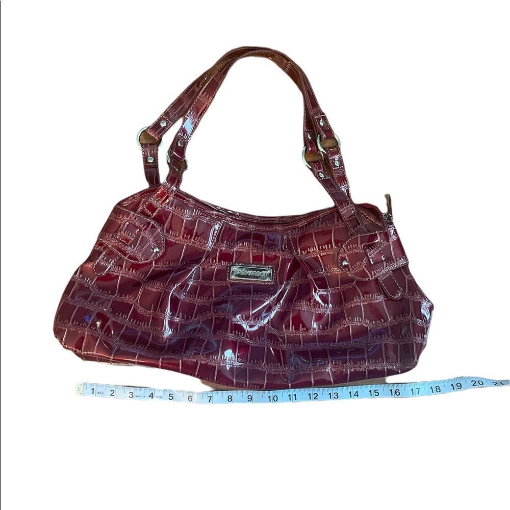 Sag Harbor satchel shiny embossed alligator print